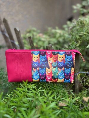 Trousse zippée chats roses