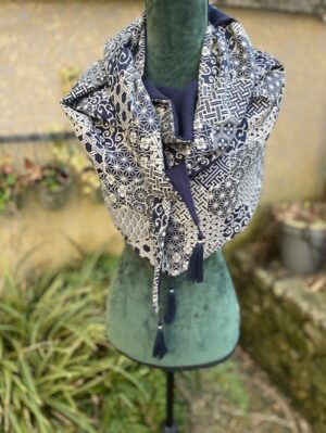 Chèche patchwork bleu