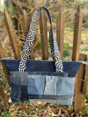 sac cabas zippé jeans