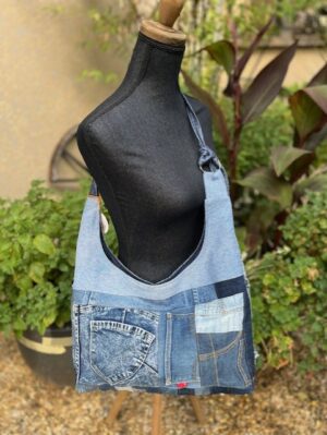 Sac bandoulière jean cravate