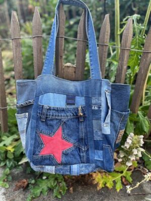 Besace multipoches jean étoile