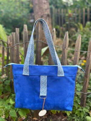 sac cabas zippé bleu