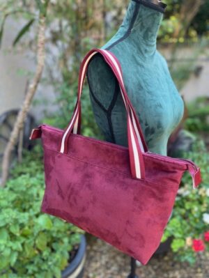 sac cabas zippé bordeaux