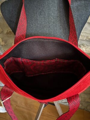 sac cabas zippé rouge – Image 3