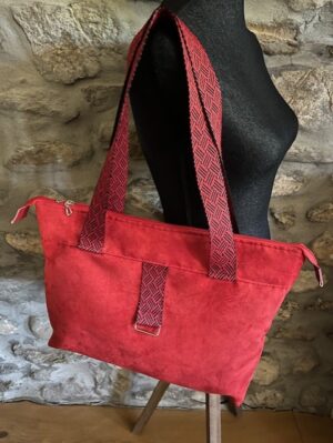 sac cabas zippé rouge
